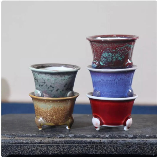 Porcelain Glazed Mini Bonsai Pot | Small Plant Pot & Vase Ceramic Bonsai Pot Peaceful Pleasures Health and Wellness