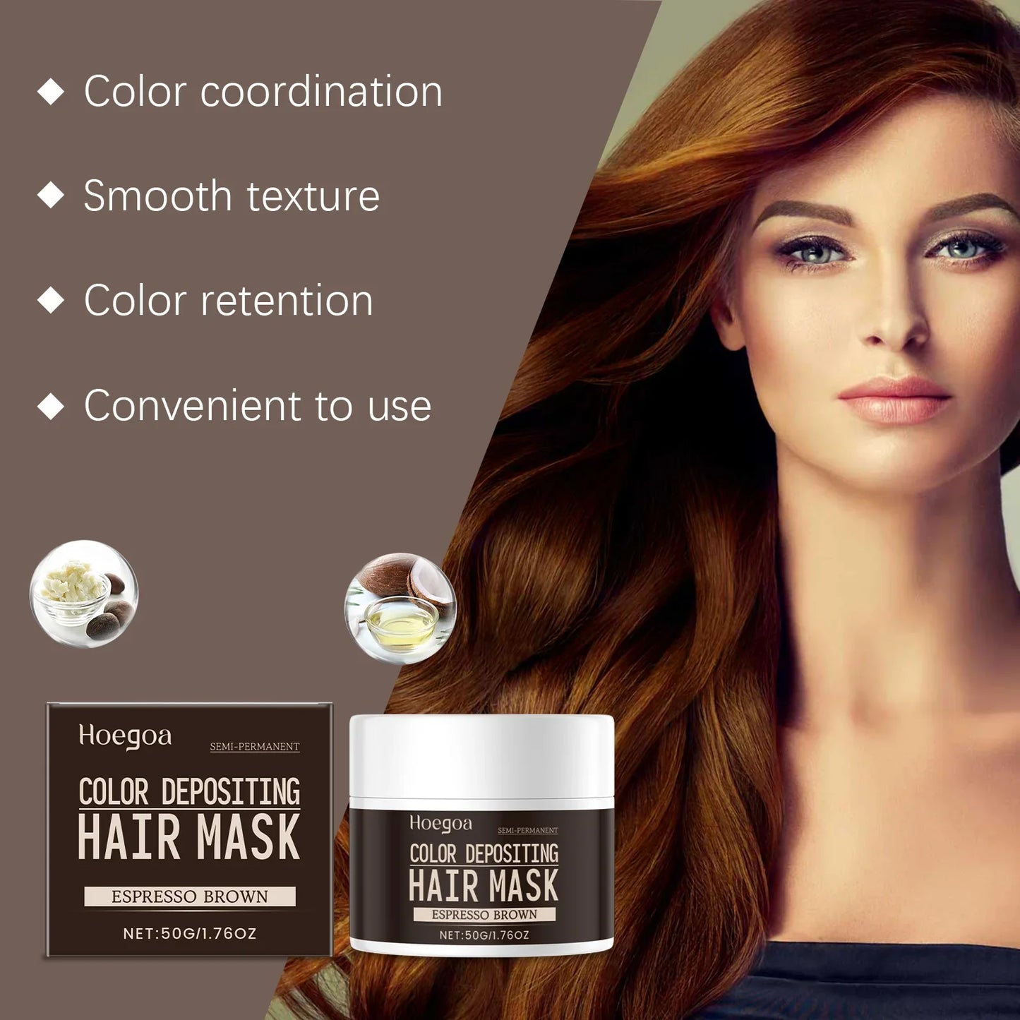 HOEGOA Brown Hair Dye Cream – Natural, Long-Lasting Color