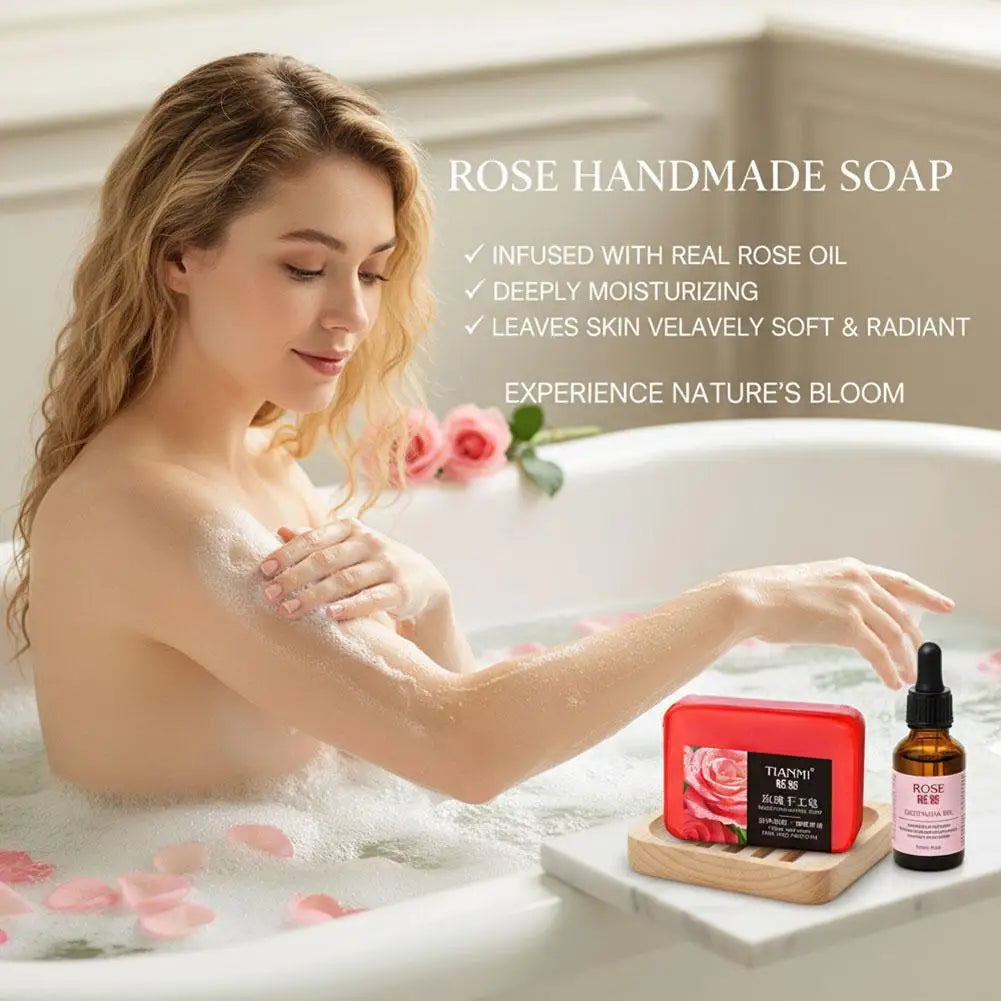 Rose essential oil soap deeply cleanses your face and body, leaving a long-lasting fragrance while moisturizing and hydrating Peaceful Pleasures Health and Wellness