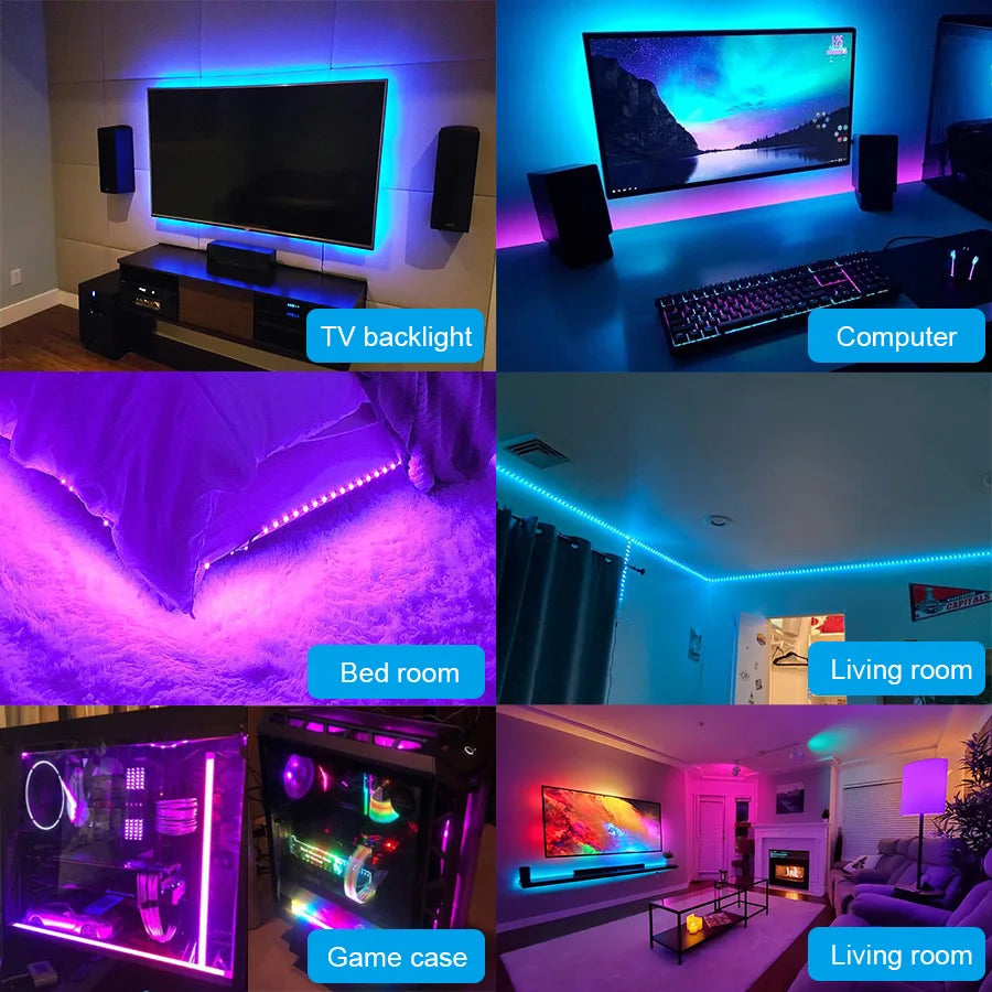 RUNTOIN RGB USB LED Strip Lights 5V App & Remote | SMD2835