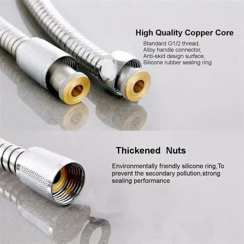 SUS304 Flexible Shower Hose 1.5M / 2M – Stainless Steel Black