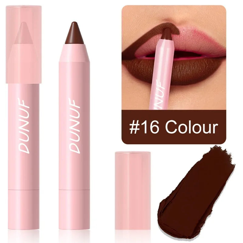 18-Color Matte Velvet Lip Liner Pencil | Waterproof Long-Lasting