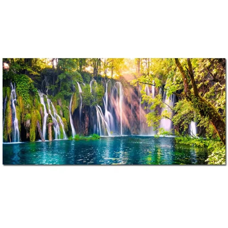 Nature Landscape Canvas Wall Art – Sunshine Forest Lake Print