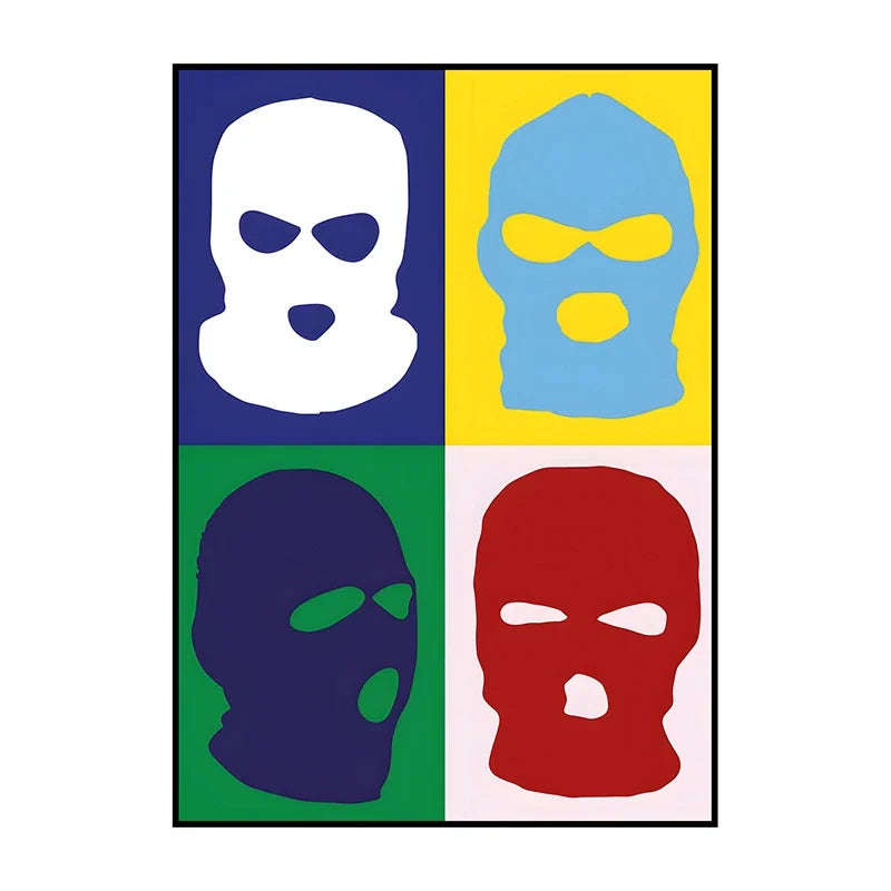 Abstract Balaclava Canvas Wall Art | Vintage Modern Poster