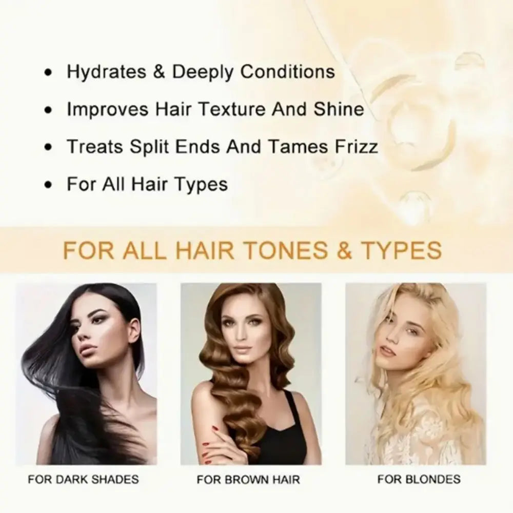 Keratin Hair Mask For Damage Hair Magical Treatment Frizzy Soft Smooth Shiny Professional Hair Straighten Conditioner Scalp Care Peaceful Pleasures Health and Wellness