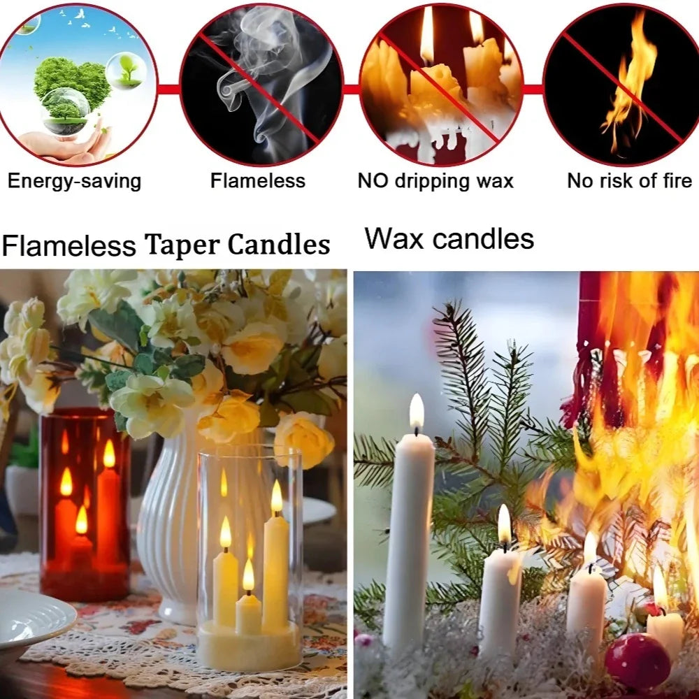 Flameless 3 in 1 LED Taper Candles with 15CM Lampshade Battery Operated Flickering Electric Window Candles for Christmas Wedding Peaceful Pleasures Health and Wellness