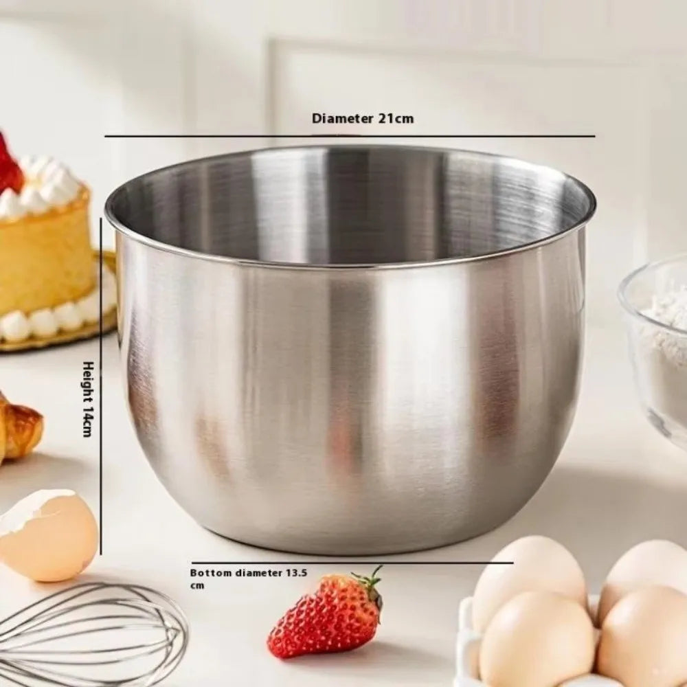 Stainless Steel Mixing Bowl Household Deep Design Salad Egg Beating Basin Splash Proof Bread Cake Fruit Container Peaceful Pleasures Health and Wellness