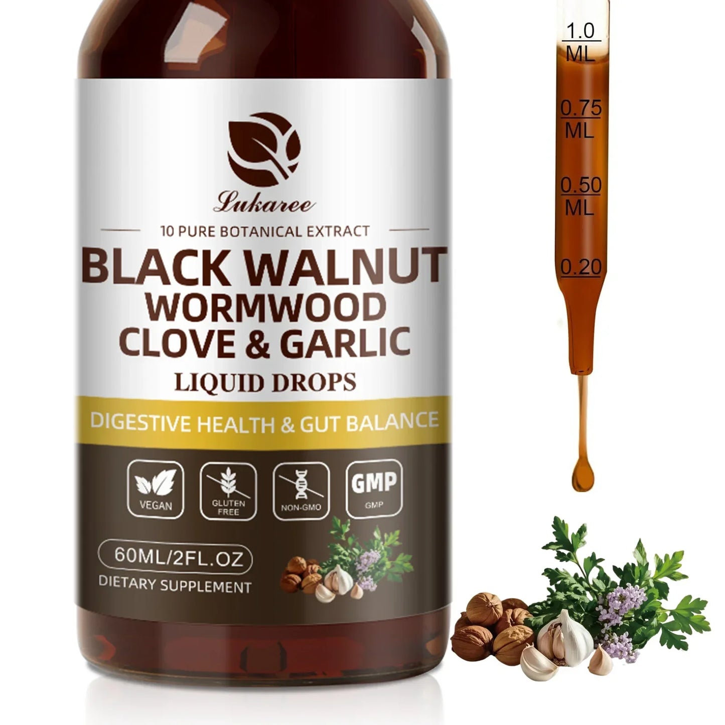 Black Walnut Drop – Wormwood, Clove & Garlic | Gut & Immune Peaceful Pleasures Health and Wellness 60ml 5bottles United States