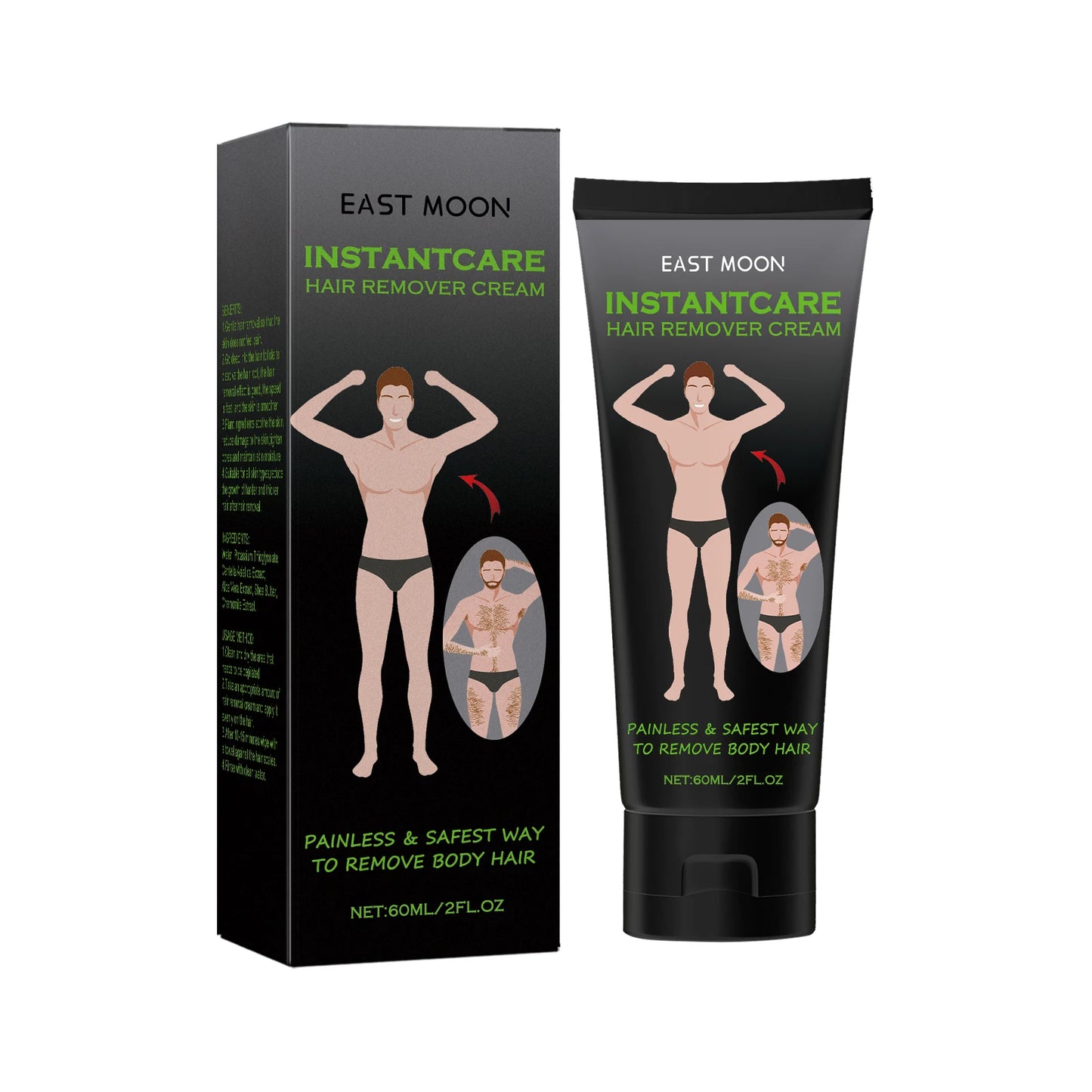 East Moon Men's Painless Hair Removal Cream 60ml – Depilatory