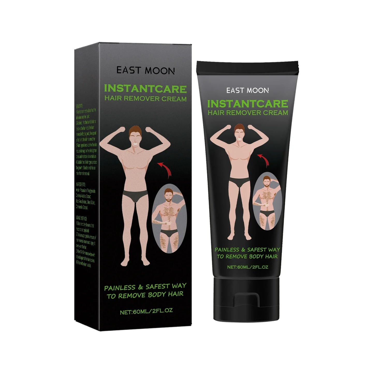 East Moon Painless Men's Hair Removal Cream 60ml – Depilatory Hair Removal Cream Oasis Select 60ml boxed