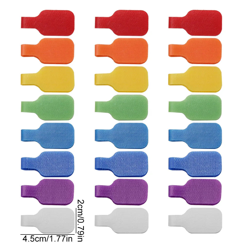 24pcs Waterproof Self Adhesive Cable Labels Reusable Rainbow Color Desktop Cable Organizer Durable Nylon Wire Cord Tags Peaceful Pleasures Health and Wellness