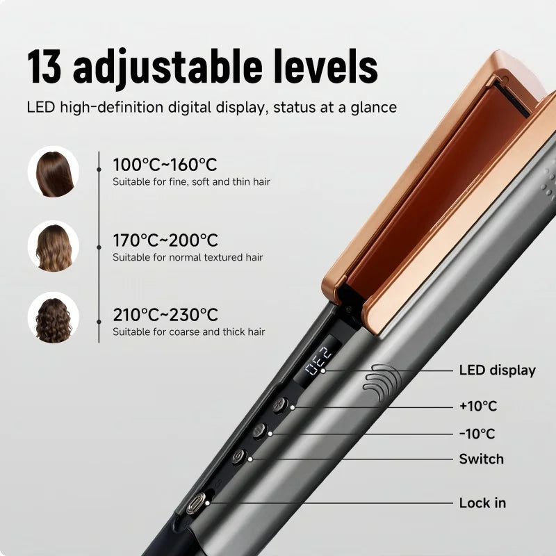 Ceramic Electric Digital Display Hair Straightener Brush Flat Iron for Dry & Wet Use Household & Hotel Use Peaceful Pleasures Health and Wellness