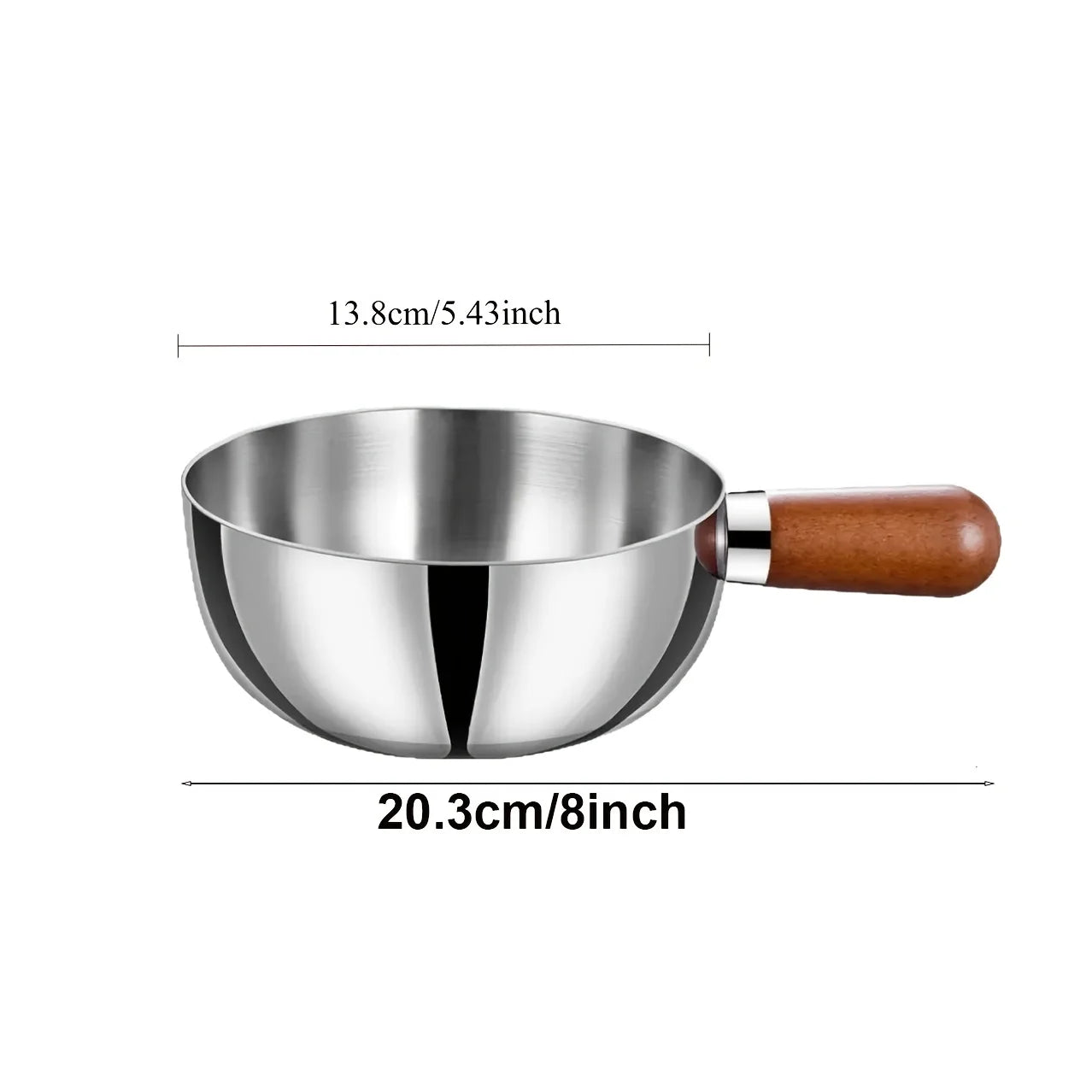 Stainless Steel Mini Milk Pot | Wooden Handle Induction Saucepan