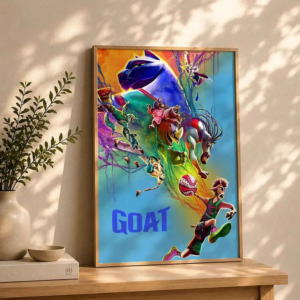 Movie-Goat Poster HD Self Adhesive Waterproof Wall Art Ideal for Home Office Dorm Bedroom Great Gift Peaceful Pleasures Health and Wellness White5 15X20cmNoframe