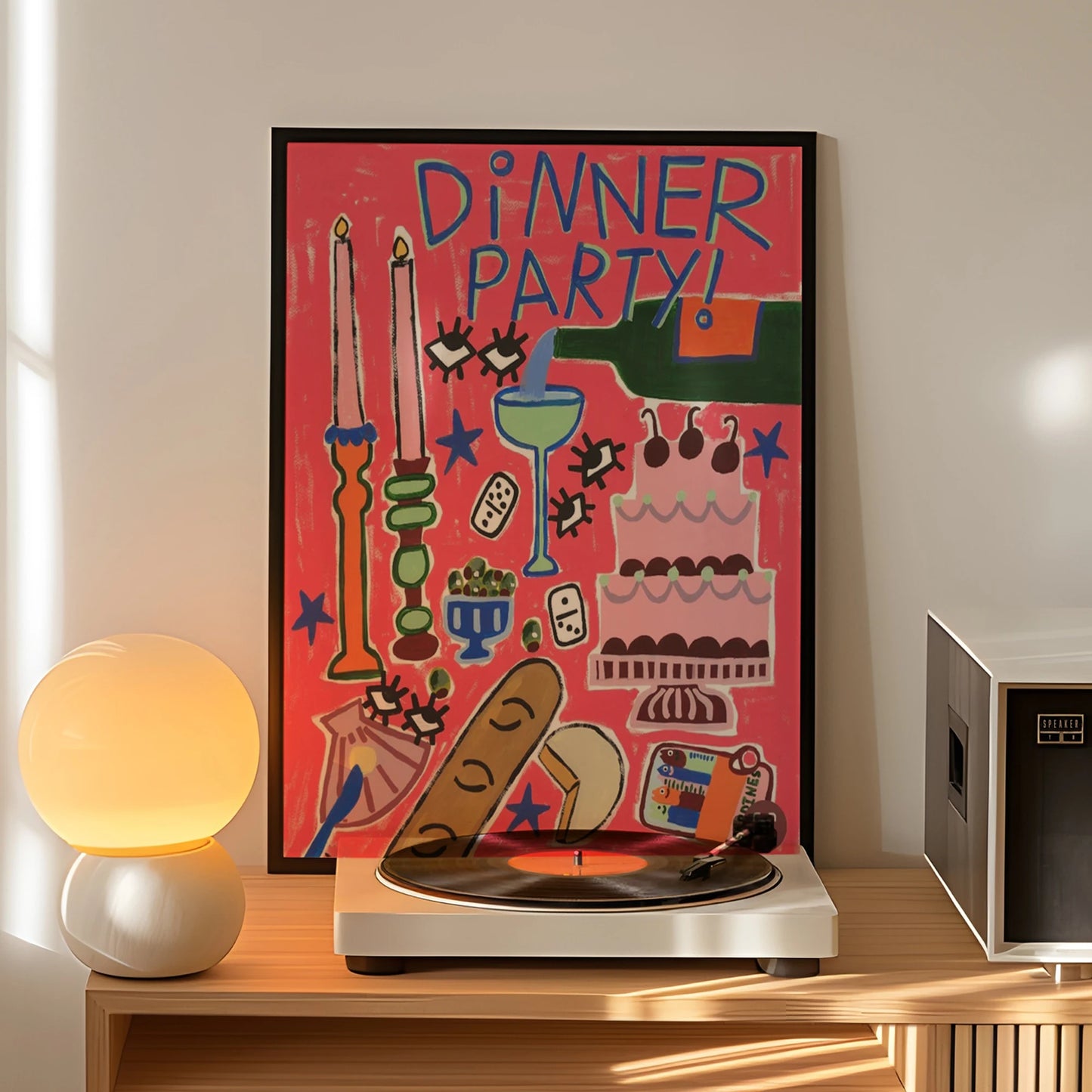 Modern Pink Dinner Party Canvas Wall Art Print | Home Decor