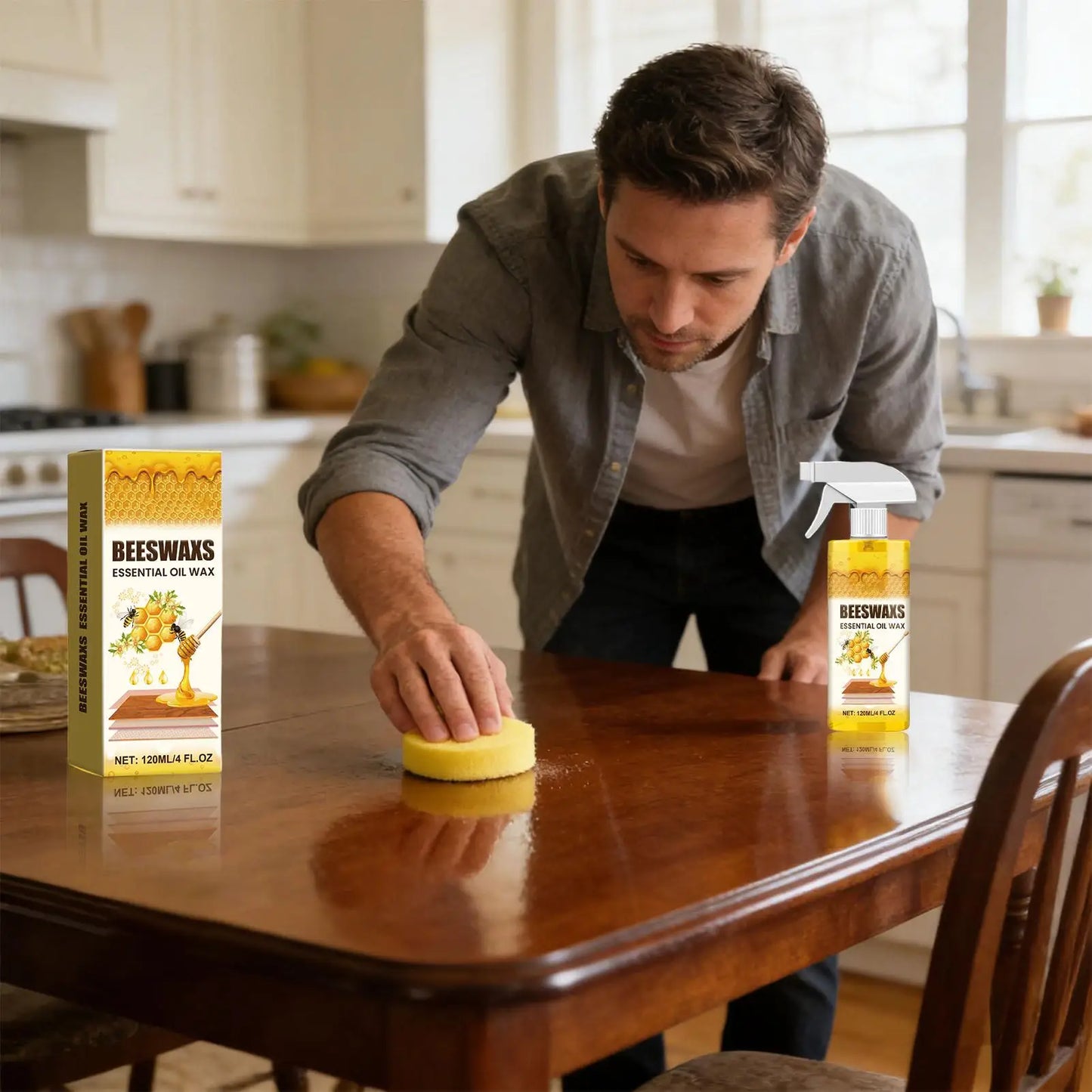 Beeswax Wood Polish Spray 120ml – Furniture Care & Restore Kit