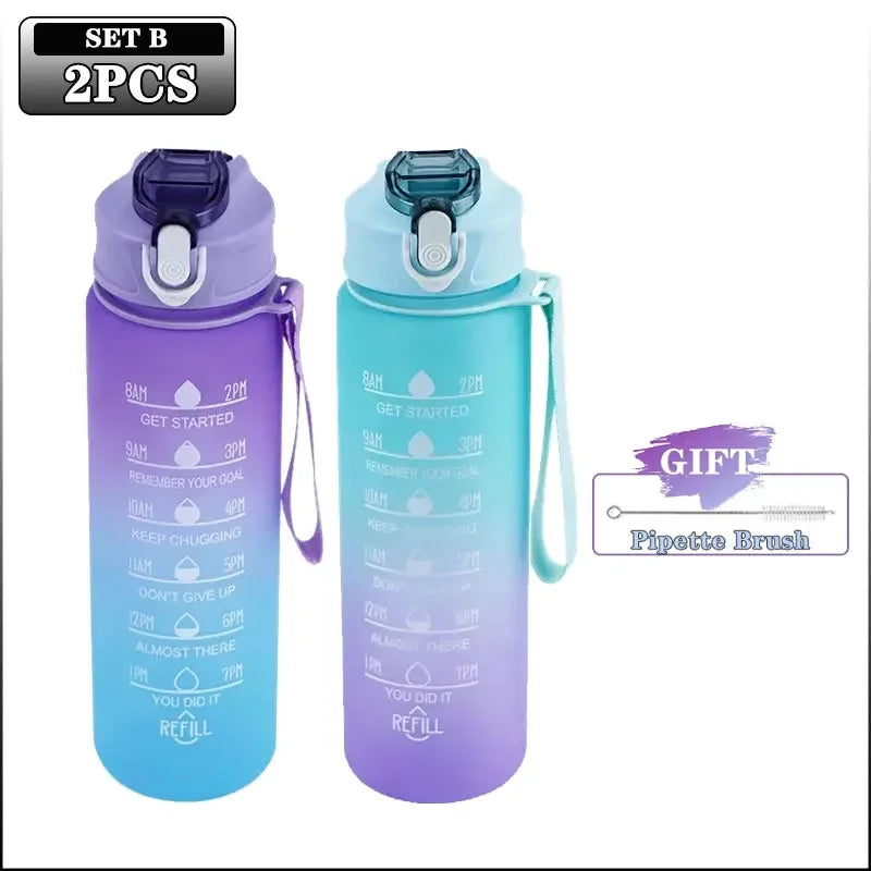 900ml BPA-Free Motivational Sports Water Bottle with Straw