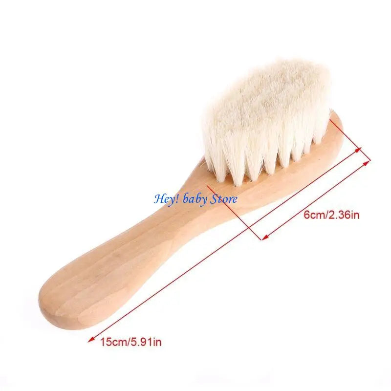 Wooden Handle Goat Hair Baby Brush & Comb – Newborn Scalp Massager