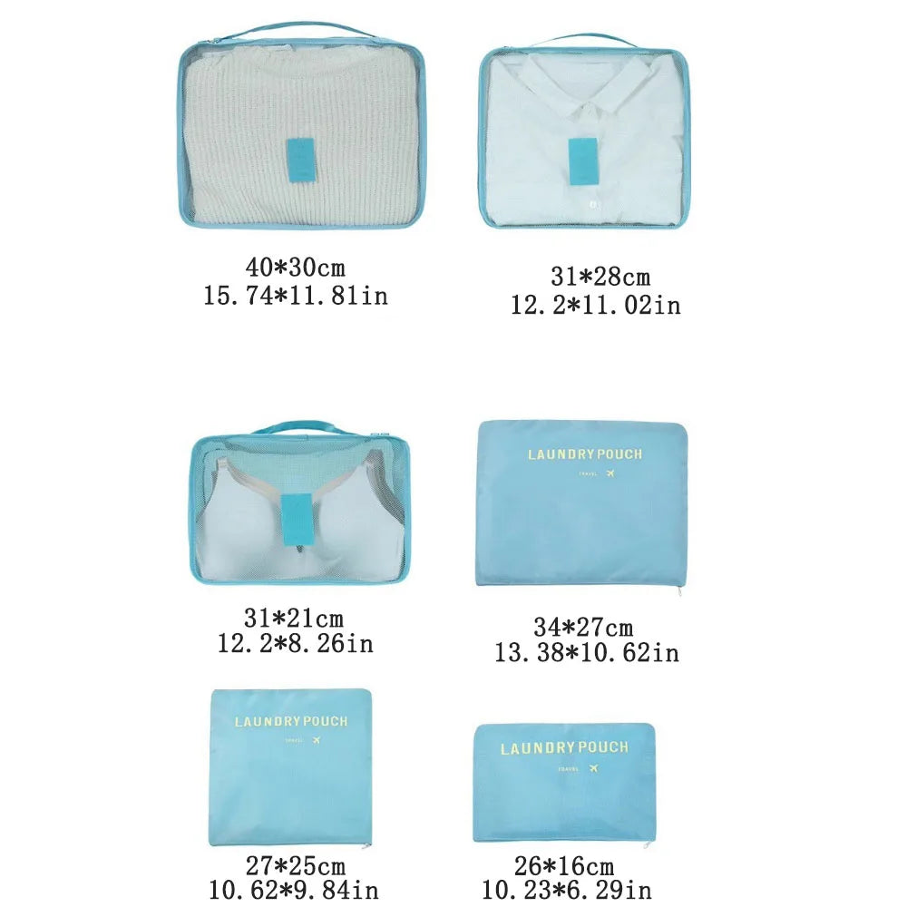 6-Piece Travel Storage & Laundry Bags Set | Clothes Organizer Travel Organizer Bags Peaceful Pleasures Health and Wellness