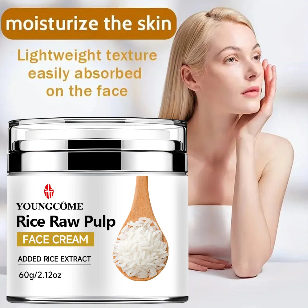 Rice Pulp Cream Hydrating and Nourishing Moisturizer Soothes,Anti Aging Remove Wrinkles Firming Pores Removing Acne Whitening Peaceful Pleasures Health and Wellness