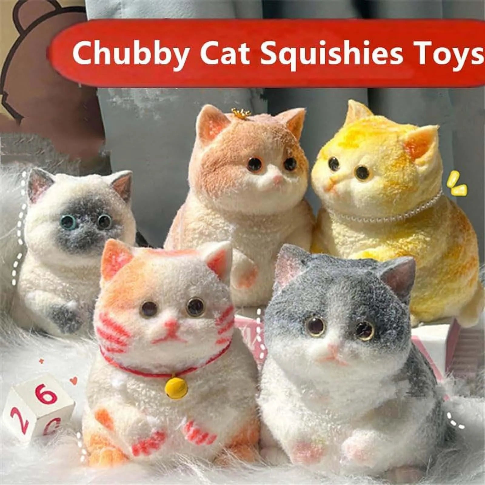 Taba Cute Chubby Cat Orange Cat Plush Soft Sticky Girl Kids Birthday Gift Fidget Toy Pet Ornaments Gifts Peaceful Pleasures Health and Wellness