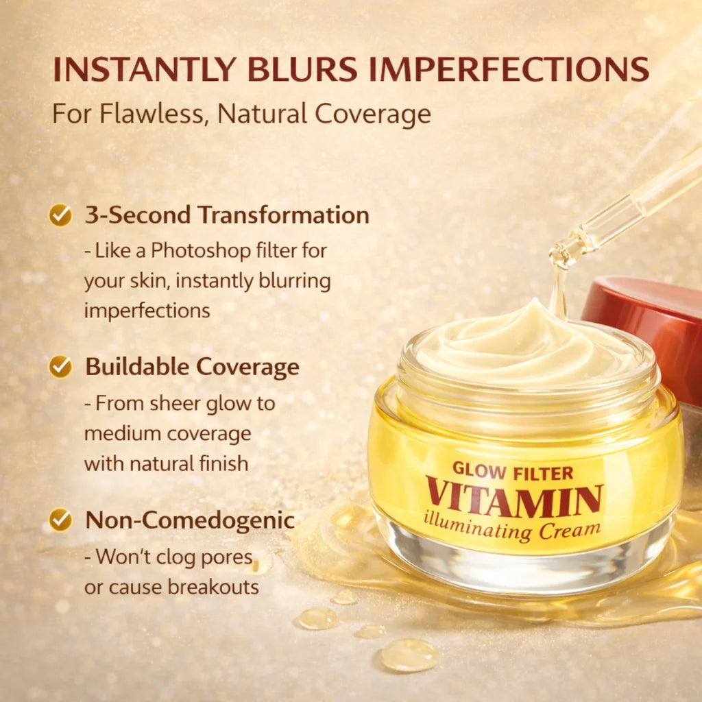 GLOW FILTER VITAMIN illuminating Cream Vitamin C & 5% Niacinamide Dark spots Cream for Women, Glowy, Lightweight Hydration,50ml Peaceful Pleasures Health and Wellness