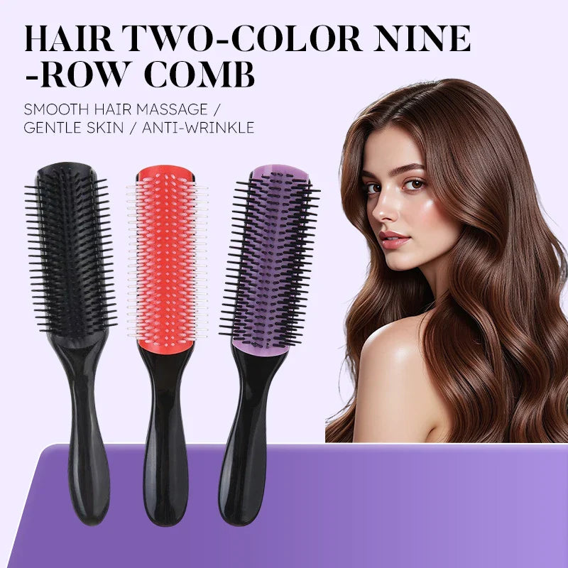 9-Row Detangling Hairbrush & Scalp Massager – Curly & Wet Hair