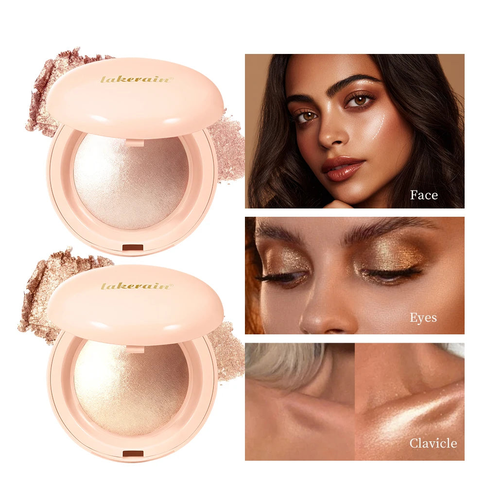 Face Highlighter Powder Instant Silky Skin Glow Long Lasting Waterproof Baked Shimmer Illuminator Makeup Contouring Glitter Peaceful Pleasures Health and Wellness