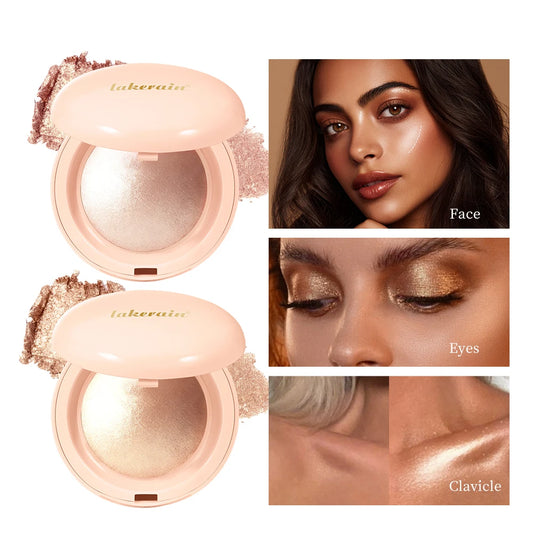 Face Highlighter Powder Instant Silky Skin Glow Long Lasting Waterproof Baked Shimmer Illuminator Makeup Contouring Glitter Peaceful Pleasures Health and Wellness