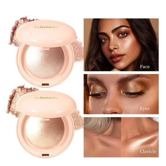 Lakerain Baked Shimmer Highlighter Powder – Waterproof, 4 Shades Baked Highlighter Powder Oasis Select