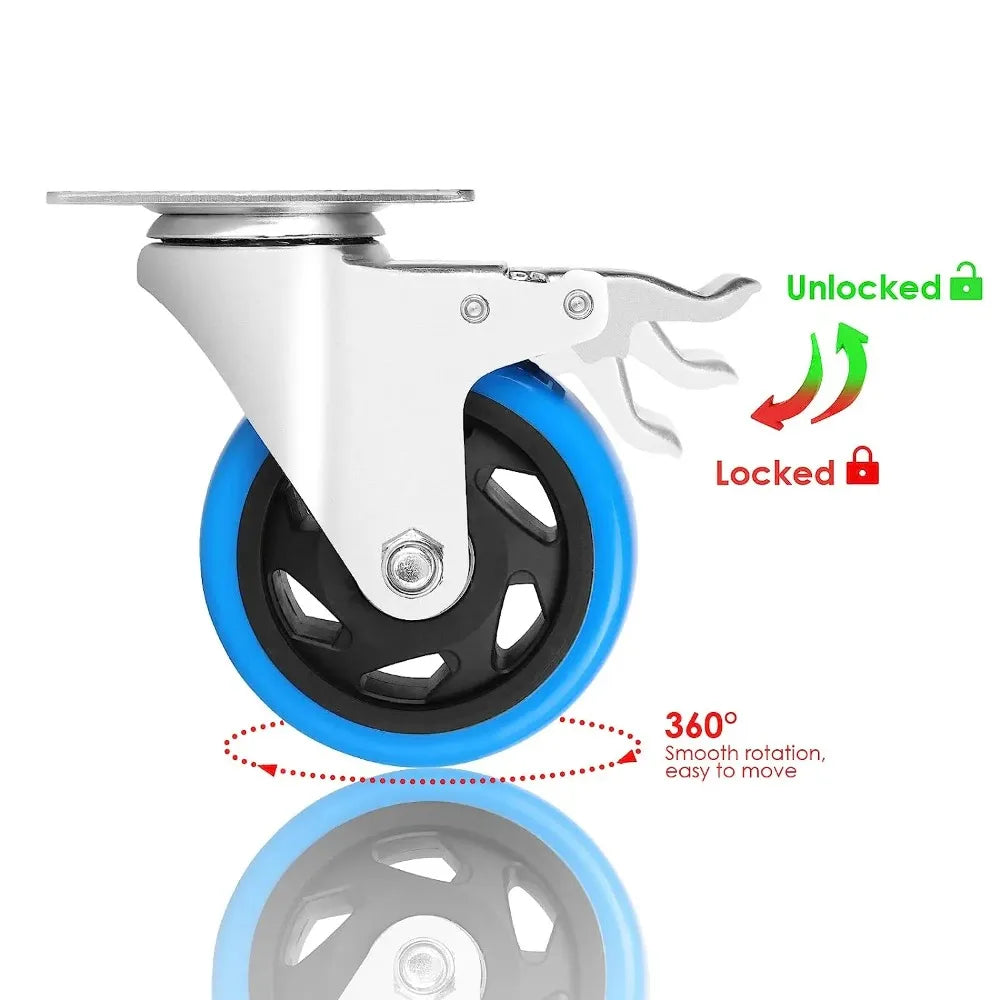 100mm Heavy-Duty Swivel Casters with Brake – Set of 4, 600kg