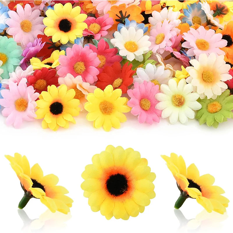 Mini Silk Daisy Artificial Flowers 50/100pcs | Wedding & DIY Decor