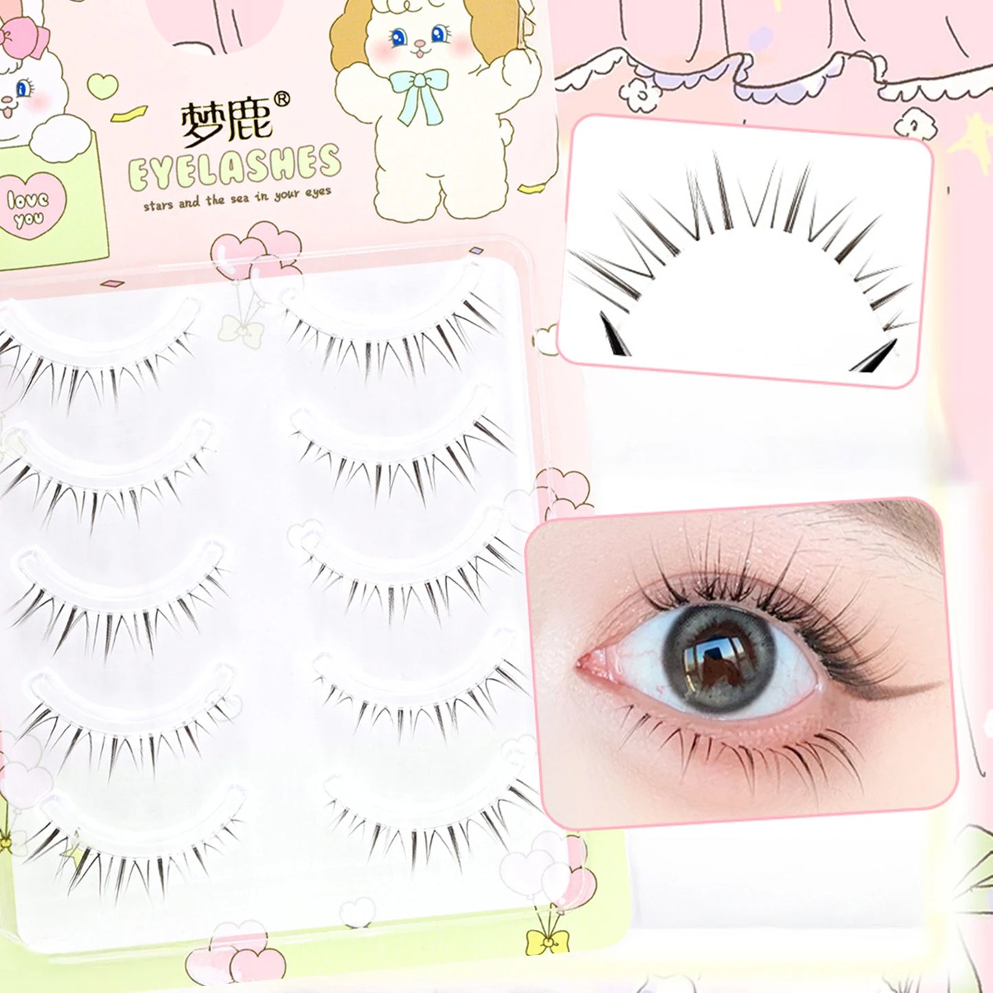 Korean Idol DIY False Eyelashes – Natural Wispy Cluster Lashes 5pk