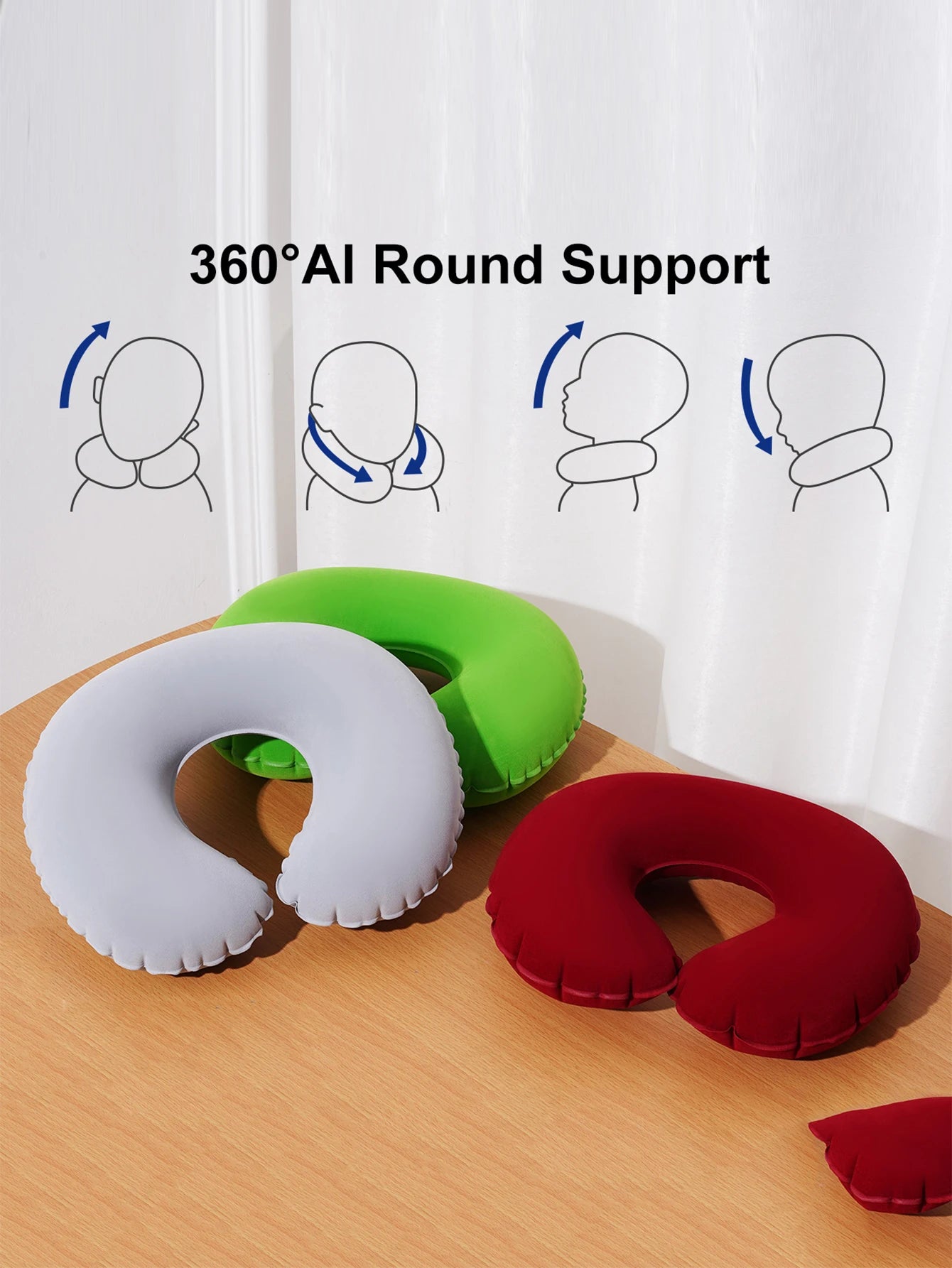 Inflatable U-Shaped Travel Neck Pillow – 2-Pack Foldable