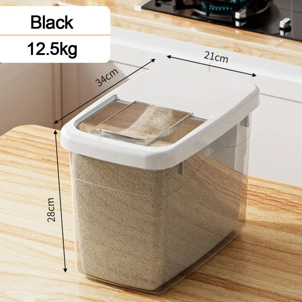 Fresh-keeping Transparent Rice Bucket Moisture-proof Leakproof Cereal Container Convenient Large Capacity Sealed Cans Peaceful Pleasures Health and Wellness black 10kg