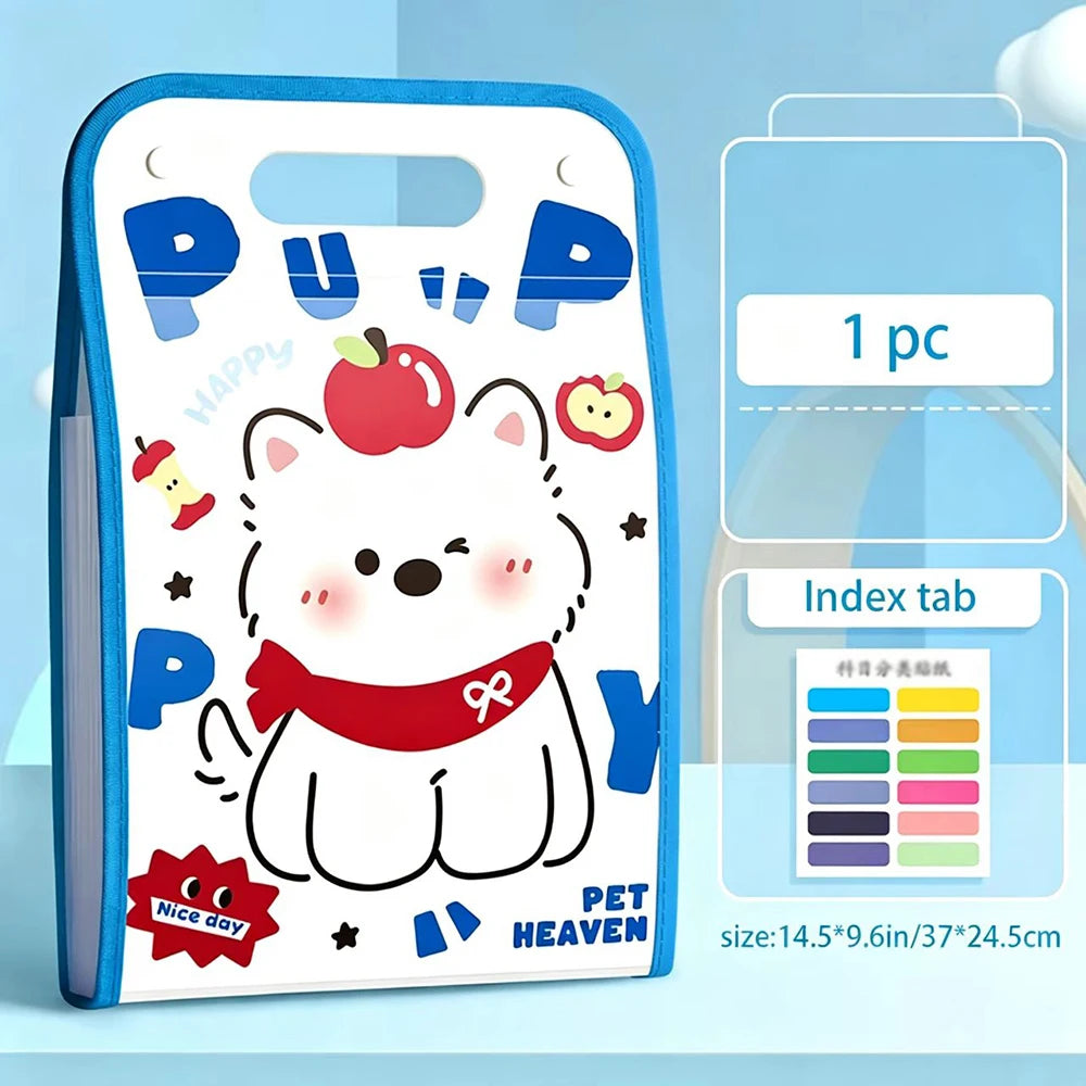 13 Layer Cartoon Large Capacity Document Storage Bag Student A4