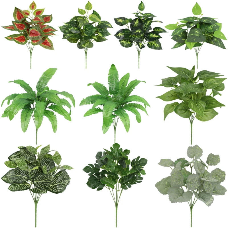 Silk Artificial Tortoiseshell Bamboo Dieffenbachia Fake Leaves