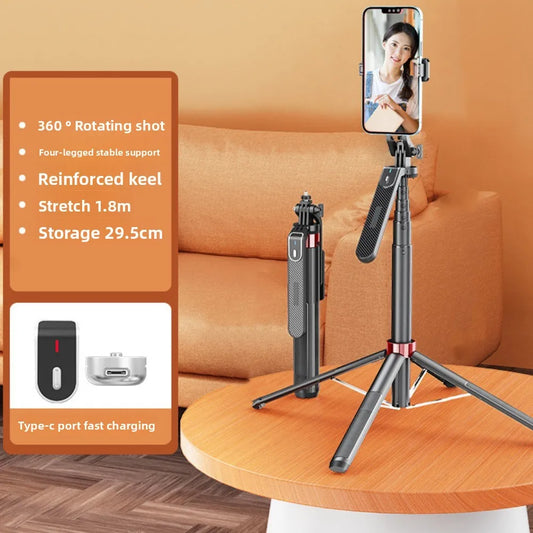 1.8m Telescopic Selfie Stick Tripod with Bluetooth & 4-Leg Stand Selfie Stick Tripod Peaceful Pleasures Health and Wellness