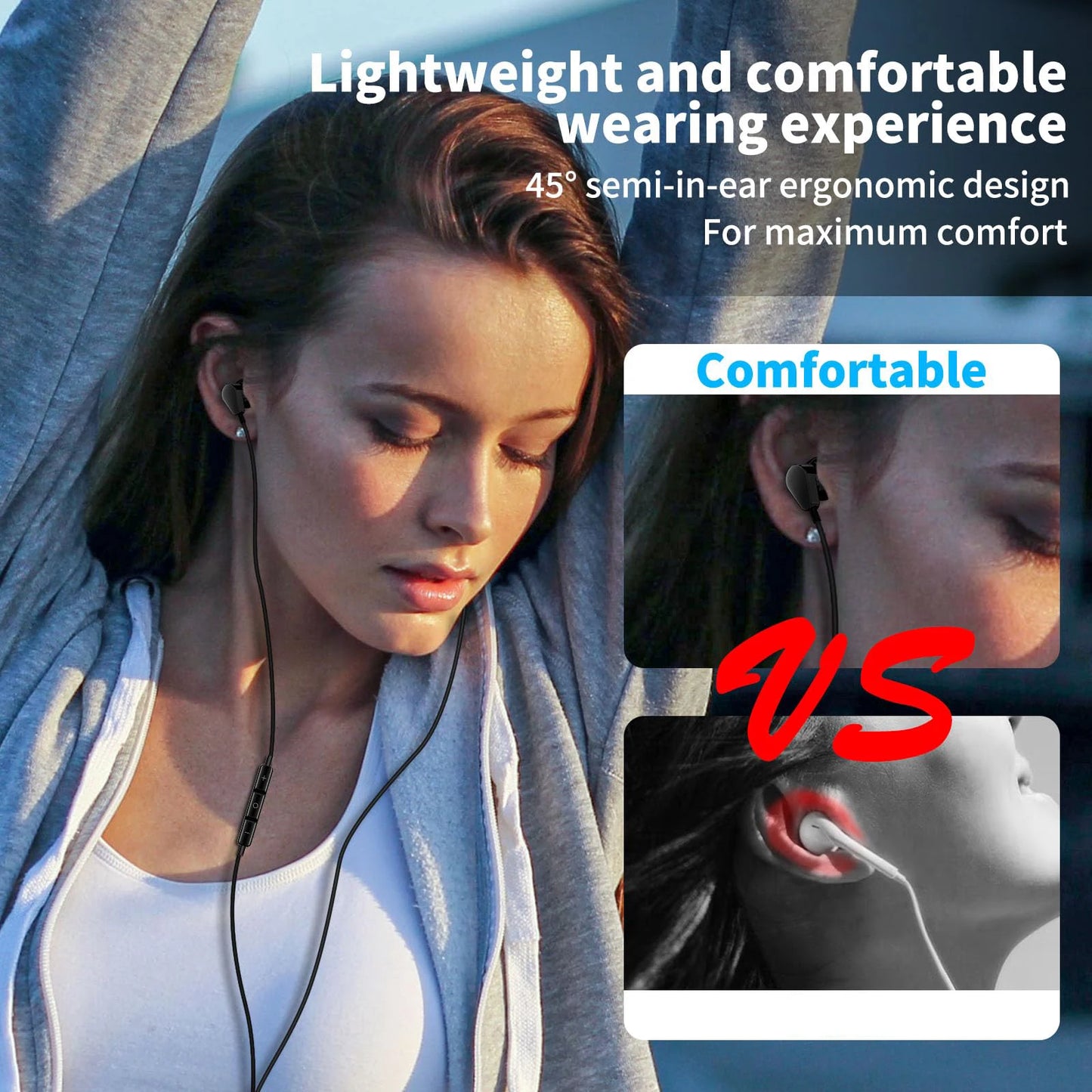1pc Classic Flat Head Wired Gaming & Music Earphones, With Microphone & In-Line Control, 3.5mm Jack, Ergonomic Design Peaceful Pleasures Health and Wellness