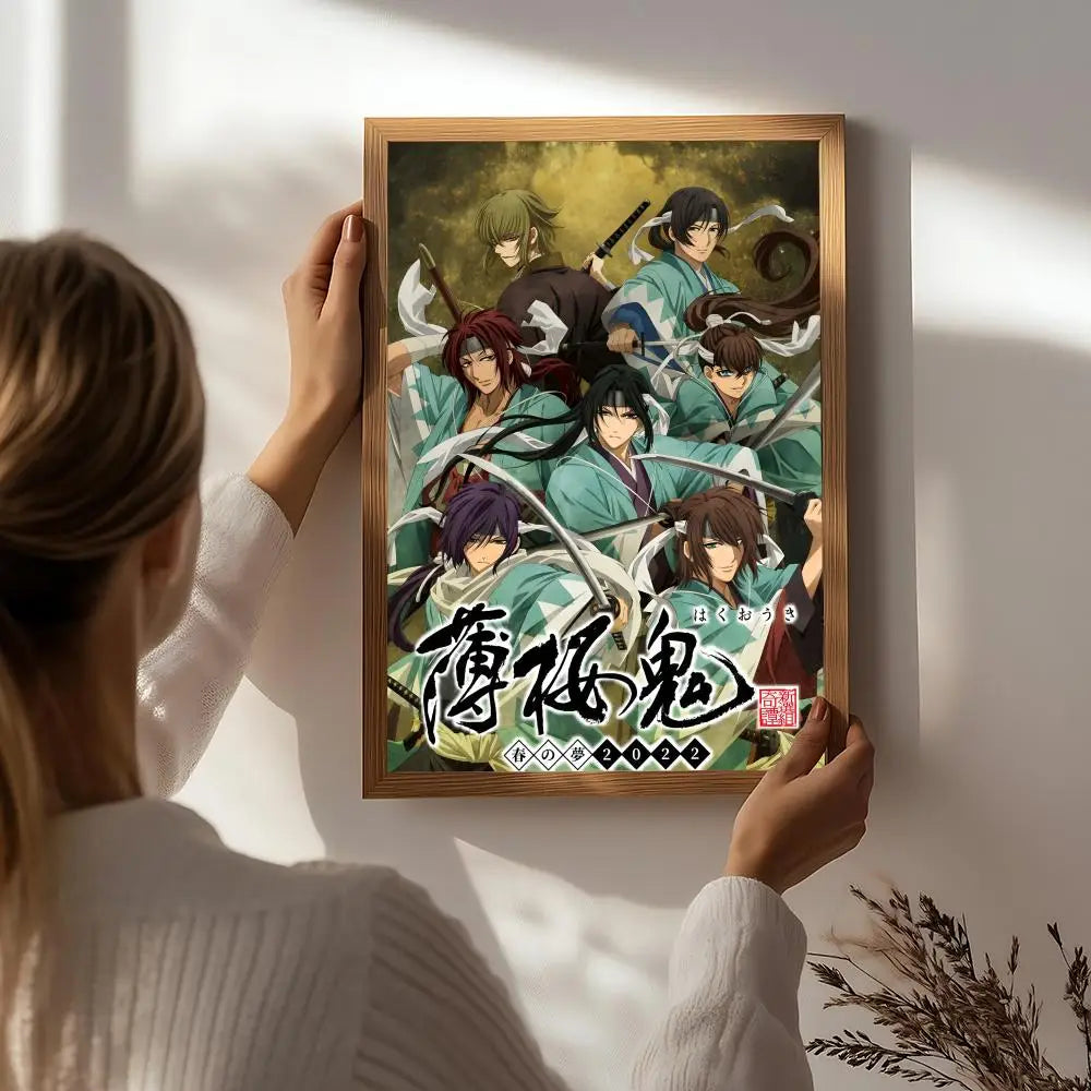 Hakuouki Anime Poster HD Self-Adhesive Waterproof Wall Art Anime Wall Poster Peaceful Pleasures Health and Wellness White7 30X40cmNoframe