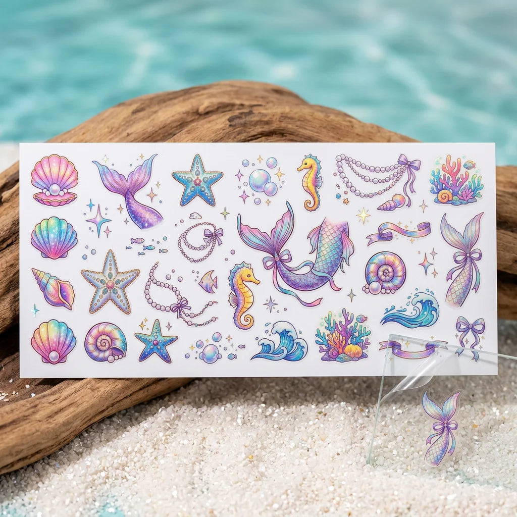 Mermaid Ocean Sticker Sheet – Kids DIY Scrapbook Decals