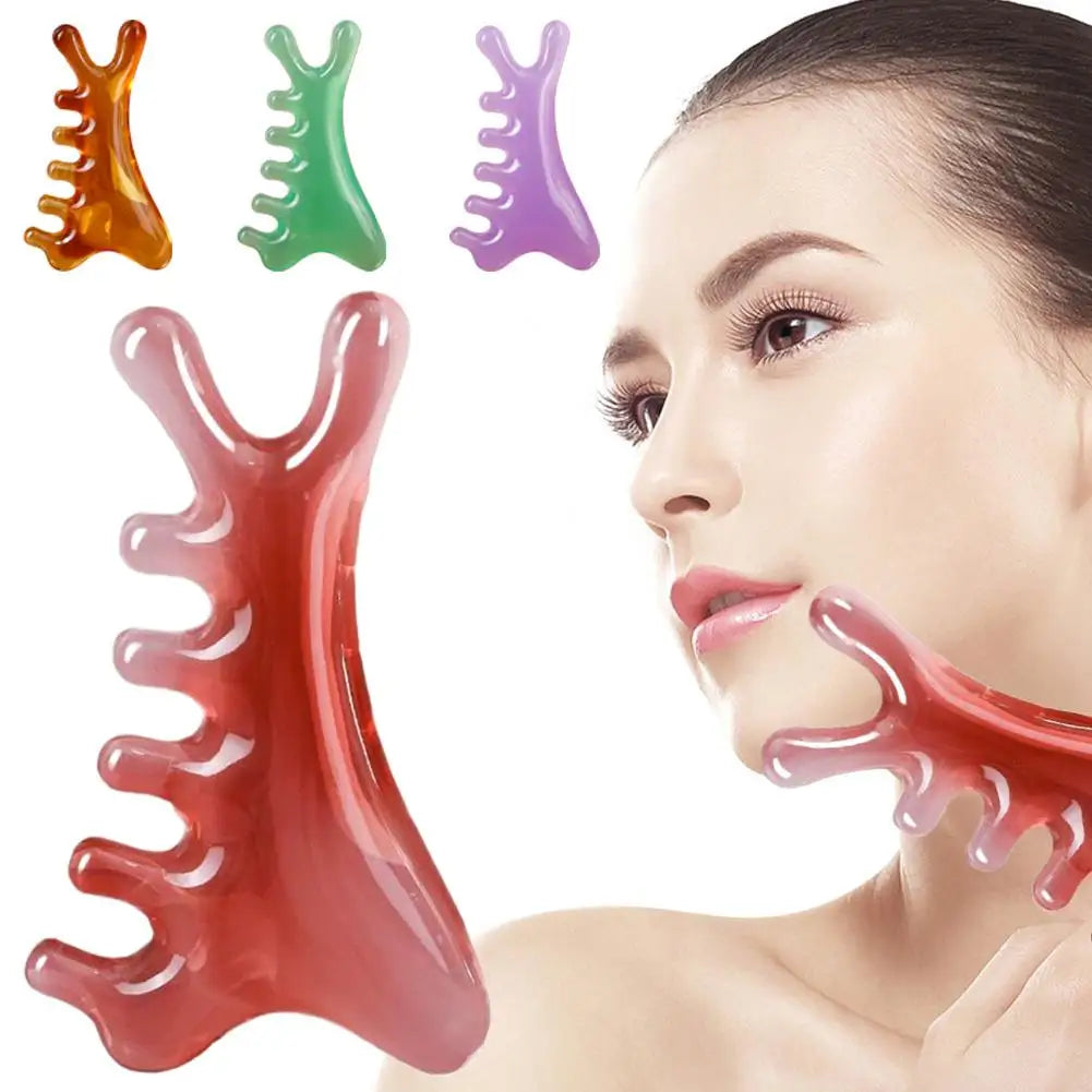 Head Massage Scalp Four-in-one Massage Comb Meridian Scalp Resin Scalp Massage Comb Head Unblocking Face Nose Massager Guasha Peaceful Pleasures Health and Wellness