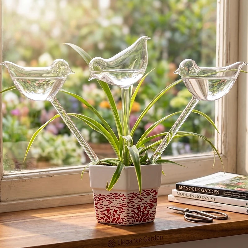 Bird-Shaped Self-Watering Plant Globes – 3/6pcs Plastic Watering Devices for Indoor & Outdoor Plants