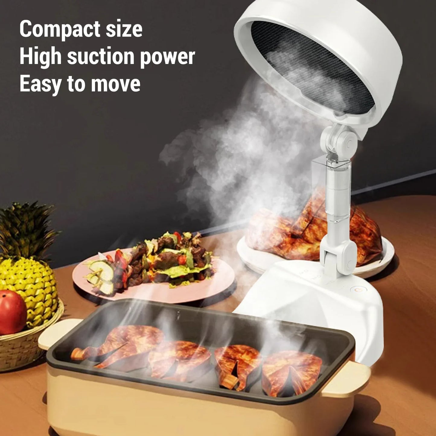 Portable Tabletop Range Hood 8W 3-Speed Foldable Exhaust Fan