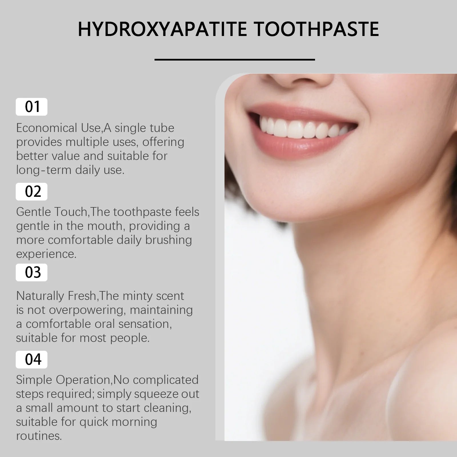 Hydroxyapatite Toothpaste Fresh Breath Enamel Protection Gentle Mint Tooth Strengthening Intensives Stain Removal Cleaning Care Peaceful Pleasures Health and Wellness