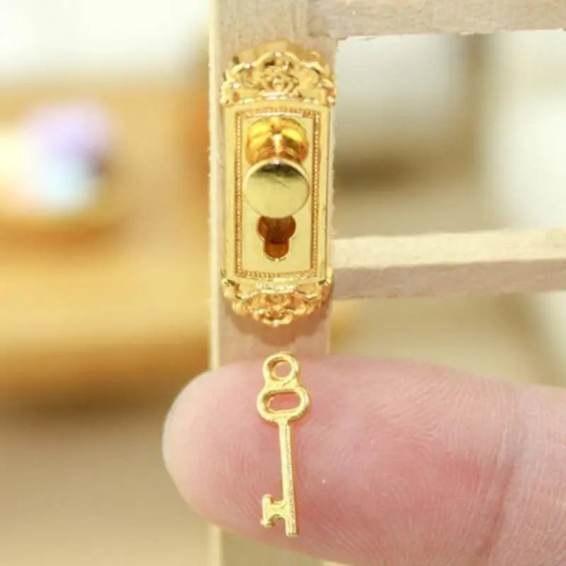 1/12 Miniature Dollhouse Door Lock & Key Set – 2Pcs Metal