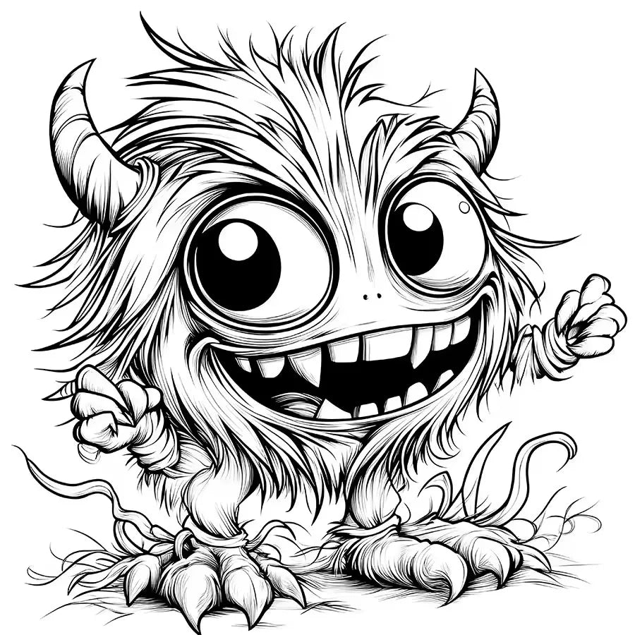 Little Monster Coloring Book 20 Pages Adult Picture Animals Drawings