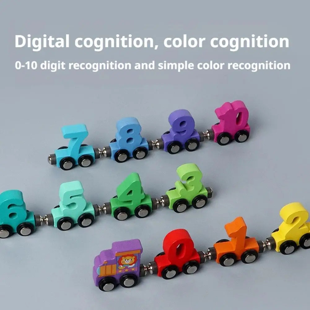 Wooden Magnetic Number Train Toy | Toddler Learning Blocks