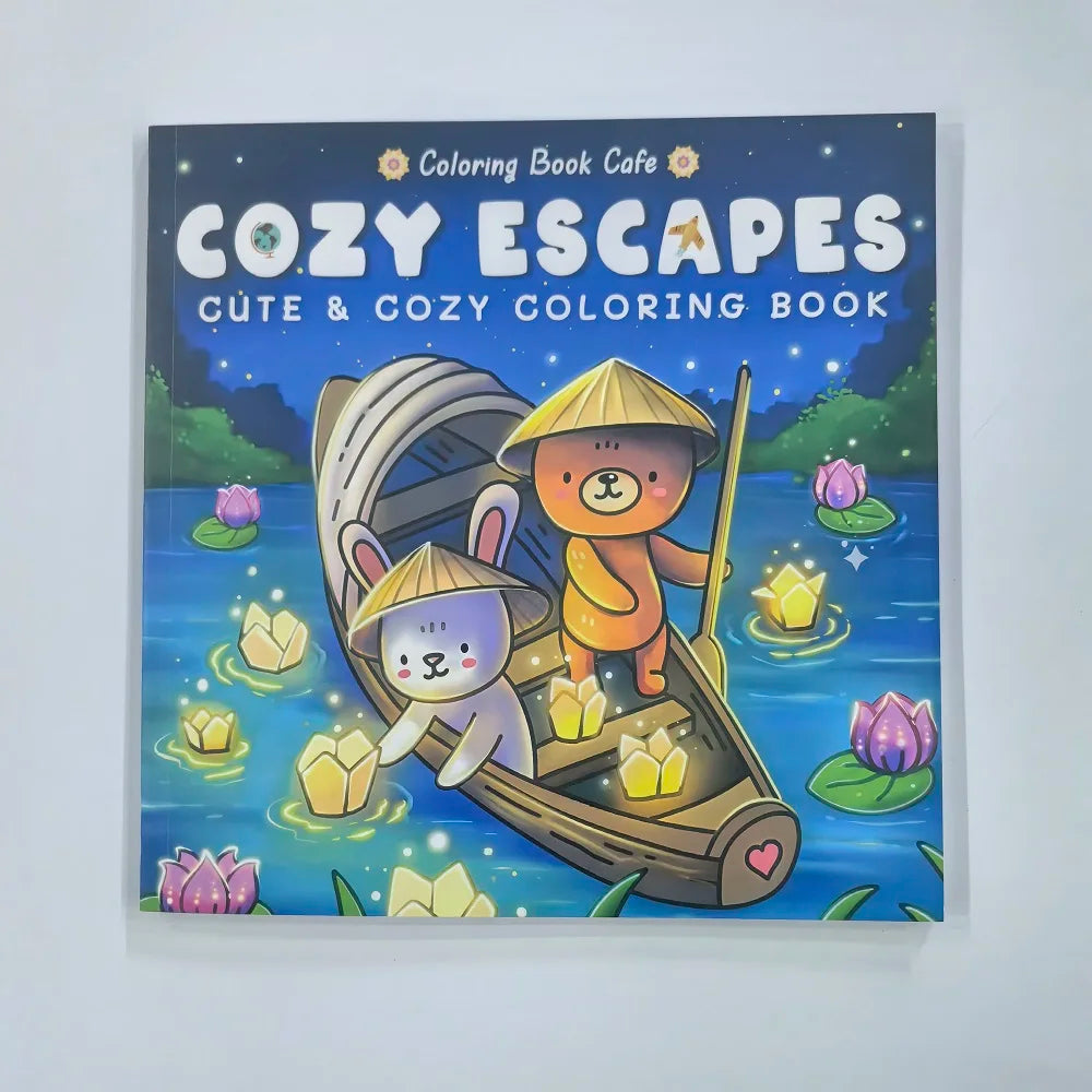 Cozy Escapes Cute Coloring Book Stress Relief Art Drawing Perfect
