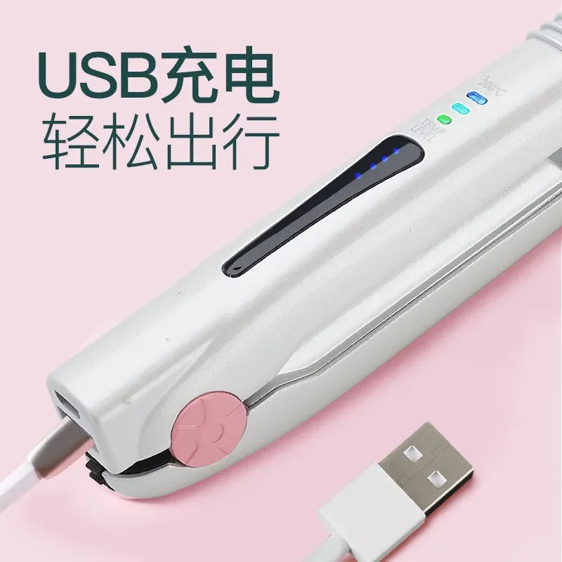 Cordless Mini USB Hair Straightener – Portable Flat Iron 25W